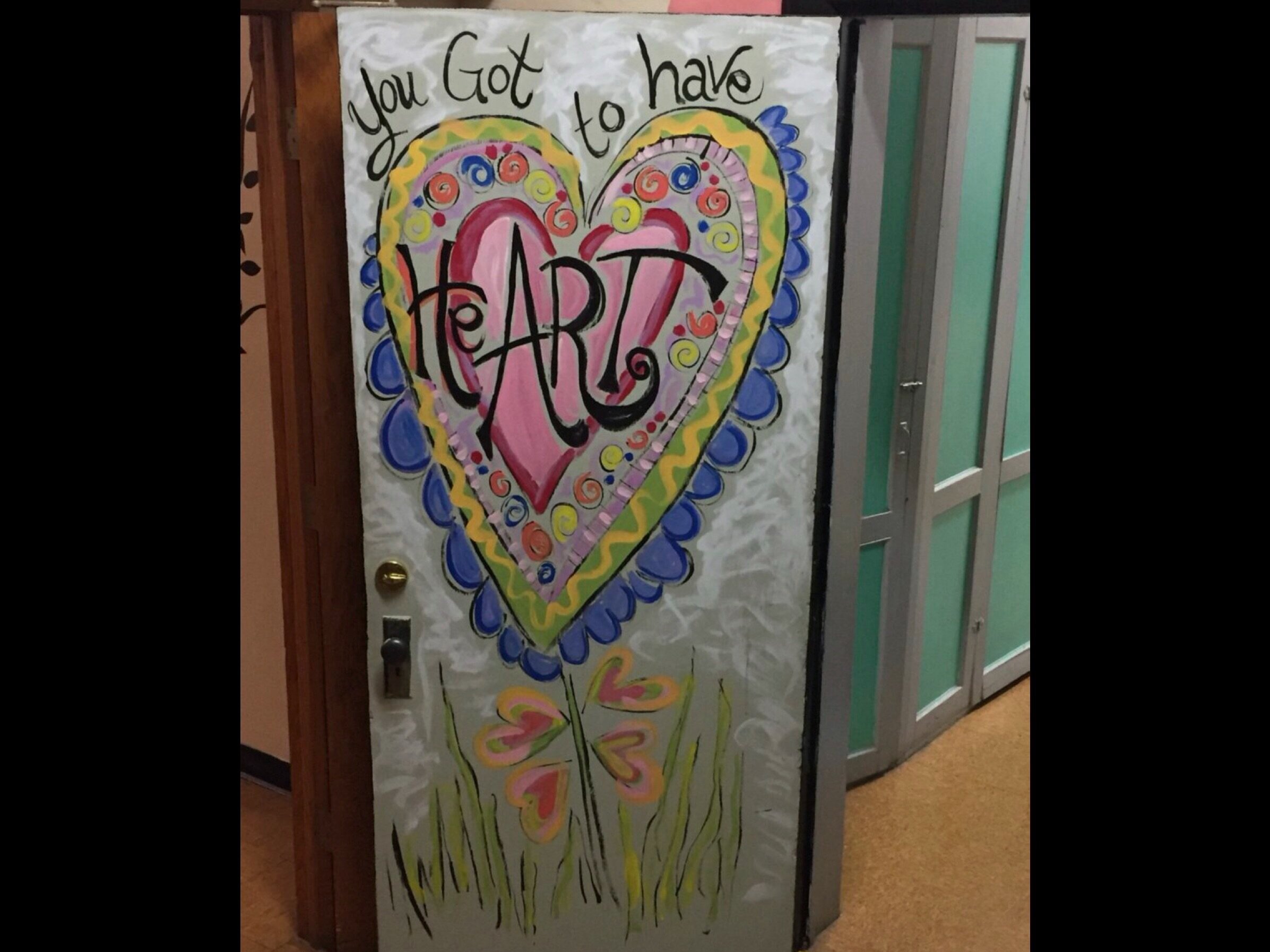 Kim was an art teacher. This was the door to her classroom.